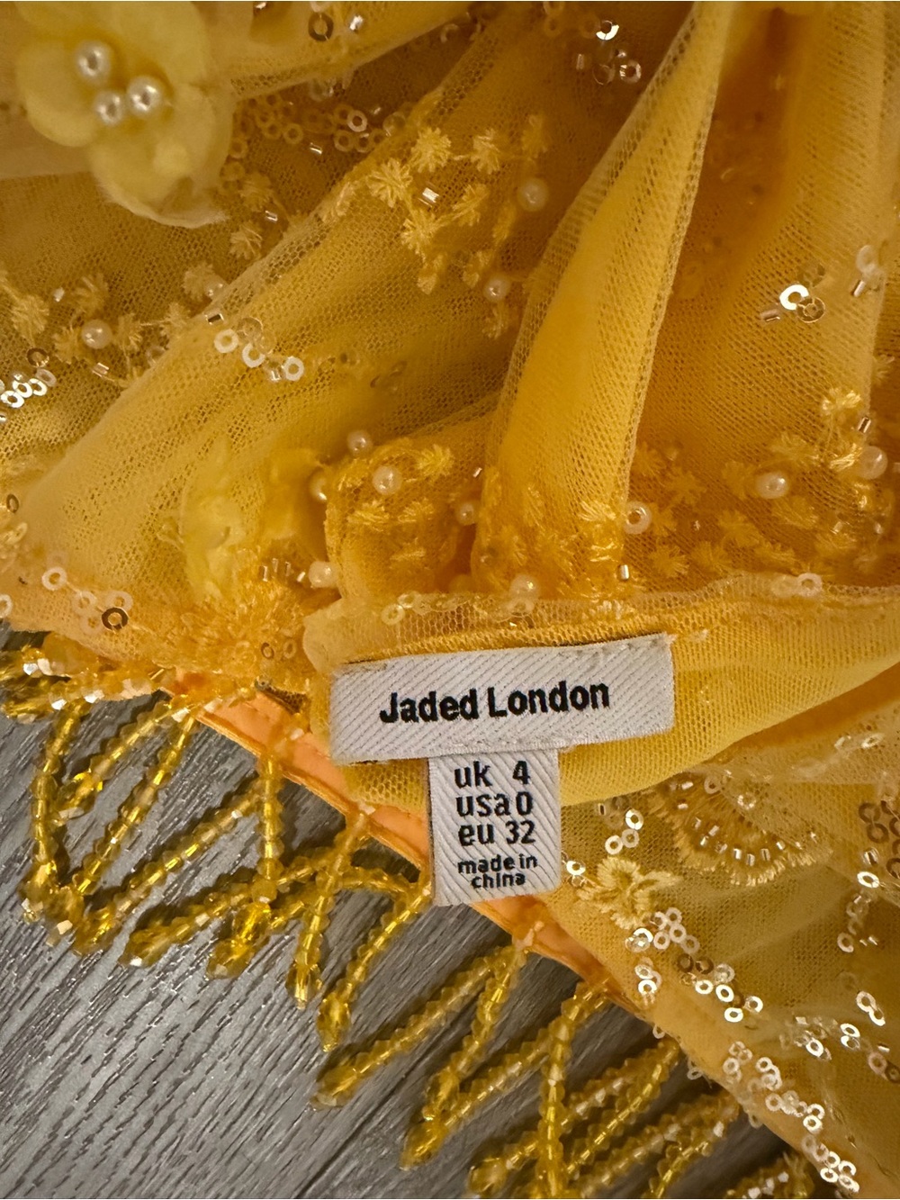 Jaded London Beaded Mirage Dress in Yellow - Picture 3 of 6